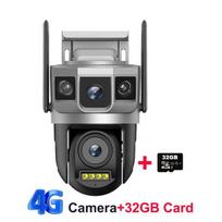 4G SIM IP Camera WiFi 12MP 6K Dual Lens Triple Screens Smart Network Wireless Monitor V380 Security Protection CCTV Home Cameras WiFi Cam No Card balta