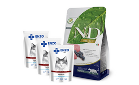 Farmina N&D Prime feline LAMB & BLUEBERRY ADULT 5kg + ENZO VET Hepatinis paukštienos paštetas katėms 3x100g