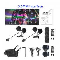 XINOWY V6 PRO Bluetooth motociklo šalmas domofono ausinės 1200M 3,5 mm vidinis komunikatorius 6 motociklininkams muzikos grotuvas 2PCS V6 Pro