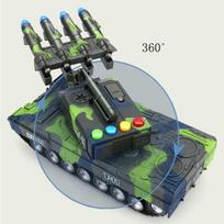 Vaikų 360° besisukantis žaislinis tankas, imituojantis modelis Tigro karinis šarvuotų raketų tankų mūšio modelis Garsas šviečiantis žaislas berniukui Dovana ankstyvam ugdymui Helpe žalia
