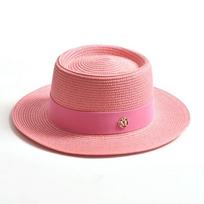 Naujos vasarinės šiaudinės kepurės nuo saulės moterims Moteriškos madingos plokščios juostelės paplūdimio kepurė Kelioninė suknelė Cap chapeau femme 56-58CM