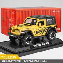 Naujas Jeep liejamas žaislinis automobilio modelis 1:32 mastelio metalo lydinio transporto priemonė, tinkama vaikams, berniukams, mergaitėms, suaugusiems. Atidaromos durys, su šviesomis. Šauni kolekcinė dovana geltona
