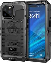 iPhone 15 14 13 12 11 Pro Max XS XR 8 7 Plus po vandeniu IP68 didelio atsparumo aliuminio metalinis vandeniui atsparus dėklas su ekrano apsauga For iPhone 11 juoda