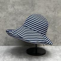 Elegantiškas retro rožinis juodai baltas dryžuotas žvejo skrybėlaitė Lengvas minkštas sulankstomas modernus didelis kraštas skydelis moteris 56-58cm
