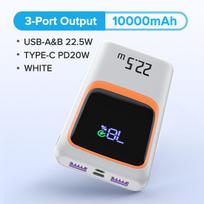 QOOVI 22.5W Power Bank 10000mah/20000mAh išorinis didelės talpos PD greito įkrovimo nešiojamas įkroviklis Powerbank, skirtas Samsung iPhone Xiaomi 10000mah balta