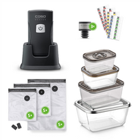 Caso Professional Handheld Vacuum Sealer with Accessories | Vacu OneTouch Pro Set | 20W Power | Black