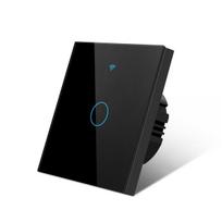 ES standartinis Tuya Smart Life WIFI sieninis jungiklis 1/2/3 Gang 1 Way 220V Stiklinis jutiklinis jungiklis Balso valdymo išmanusis jungiklis veikia su Alexa Google Home 1 Gang juoda
