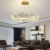 Svetainės sietyno apšvietimas Šiuolaikinis akrilo ginkmedžio pakabinamas šviestuvas LED sietynas valgomojo šviestuvui Diameter 60cm auksas