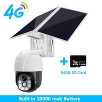Saulės kamera Belaidis WiFi 4G Saulės baterija maitinamas lauko apsauga Apsauga Stebėjimo vaizdo kamera Išmaniųjų namų PIR kamera CCTV 【4G】1W mAh + 64G Card juoda/balta