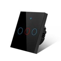ES standartinis Tuya Smart Life WIFI sieninis jungiklis 1/2/3 Gang 1 Way 220V Stiklinis jutiklinis jungiklis Balso valdymo išmanusis jungiklis veikia su Alexa Google Home 3 Gang juoda