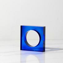 Modernūs Paprasti Mėlyni Skaidraus Stiklo Geometriniai Papuošalai Knygų Laikikliai ir Knygų Atramos Modelinė Patalpa Biuro Stalas Minkšti Dekoratyviniai Elementai Blue - Door blue