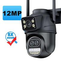 Nauja EU 12MP 6K WiFi kamera lauko trimis objektyvais dvigubi ekranai 8x priartinimas CCTV mini vaizdo kamera automatinis sekimas saugumo apsaugos stebėjimo programa iCSee 12MP 6K Camera