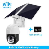 Saulės kamera Belaidis WiFi 4G Saulės baterija maitinamas lauko apsauga Apsauga Stebėjimo vaizdo kamera Išmaniųjų namų PIR kamera CCTV 【WIFI】1W mAh + 128G Card juoda/balta