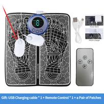 Pėdų masažo kilimėlis USB įkrovimo LED skaitmeninis ekranas, 19 režimų, 8 pavarų EMS elektrinis pėdų masažuoklis, atpalaiduojantis raumenis With Remote+Electrode Pad