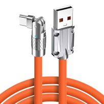 180° pasukamas usb C tipo kabelis greitas įkrovimas 120W 6A skysto silikono kabelio laidas skirtas Xiaomi Huawei Samsung USB Bold Data Line 1.8M for iOS oranžinė