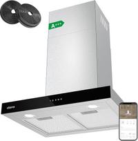 "Ciarra" gartraukis 60 cm, 550 m³/h, jutiklinis valdymas, nerūdijantis plienas, nerūdijančio plieno virtuvės gartraukis [C energinė klasė], 60 cm, sidabrinės spalvos