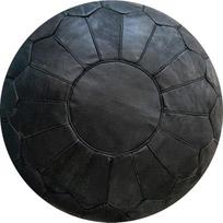 "Poufs&Pillows Premium XL" natūralios odos pufas - rankų darbo - pristatomas užpildytas - "Ottoman Bean Bag Footstool Pouf" (juodas)
