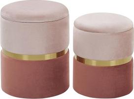 "Wichita" apvalus pufas, 2 vnt., "Velvet Pink Ottoman Seat Pouf