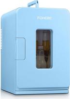 FOHERE 2-in-1 mini šaldytuvas, 15 l kambario šaldytuvas su vėsinimo ir šildymo funkcija, DC/AC, skirtas automobiliams, biurams ir bendrabučiams, "Eco" režimas su mažu triukšmu, skirtas kosmetikai ir gėrimams (mėlynas)