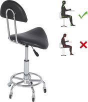 REDCAMP balninė taburetė su ratukais, ergonomiška biuro taburetė, persirengimo taburetė su atlošu, 360° besisukanti taburetė, reguliuojamo aukščio masažo salonui, virtuvei, biurui, SPA, užeigai, siuvyklai, juoda