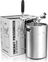 TMCRAFT 5 litrų (170 oz) mini statinė Growler, nerūdijančio plieno slėgio statinių rinkinio sistema su reguliuojamu čiaupu gali gerti namų alaus daryklos, amatininkų alaus ir alaus projekto šviežio ir gazuoto alaus gėrimus