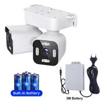 ICAM365 APP Lauko vandeniui atspari saugos kamera, dvigubo objektyvo HD 10MP, 10X priartinimas, WiFi, CCTV, naktinis matymas, dvipusis domofonas, PTZ, nuotolinis žiūrėjimas Camera+batterie