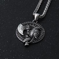 Sterlingo sidabro vikingų karoliai – Odino varno ir kirvio amuletas su skandinaviškomis runomis oksiduotu pakabuku vyrams/moterims Kalėdų papuošalai Single Pendant