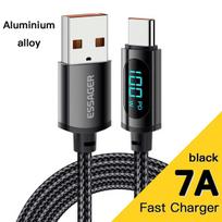 Essager PD 100W USB tipo C laidas prie USB C 7A greito įkrovimo įkroviklio laidas, skirtas OPPO Realme Huawei Poco Samsung duomenų rodymo kabeliui 2m 7A100W A-C juoda