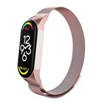 Milanese kilpinis dirželis Xiaomi Mi Band 8 7 apyrankė nerūdijančio plieno metalas Correa Miband band6 band4 skirtas Xiaomi mi band 3 4 5 6 7 Mi Band 8 rožinė/ryškiai rožinė