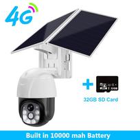 Saulės kamera Belaidis WiFi 4G Saulės baterija maitinamas lauko apsauga Apsauga Stebėjimo vaizdo kamera Išmaniųjų namų PIR kamera CCTV 【4G】1W mAh + 32G Card juoda/balta