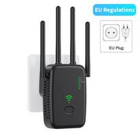 300Mbps belaidis WiFi kartotuvas Wi-Fi stiprintuvas signalo stiprintuvas Dviejų juostų 2.4G 5G Wi-Fi plėstuvas 802.11ac Gigabit WPS tinklo maršrutizatorius su 4 antenomis EU Plug juoda