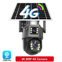 LS VISION WiFi saulės baterijos kamera 4K 8MP 4G SIM kortelė V380 dvigubas objektyvas dvigubas ekranas lauko saugumo apsauga PTZ kamera PIR žmogaus aptikimas CCTV 4G Cam