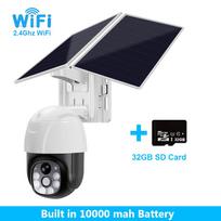 Saulės kamera Belaidis WiFi 4G Saulės baterija maitinamas lauko apsauga Apsauga Stebėjimo vaizdo kamera Išmaniųjų namų PIR kamera CCTV 【WIFI】1W mAh + 32G Card juoda/balta