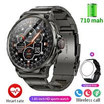 2024 m. naujas GPS takelio išmanusis laikrodis vyriškas 1,85 colio Ultra HD AMOLED ekranas 710 Mah Baterija Bluetooth skambučių išmanieji laikrodžiai Silicone + steel juoda