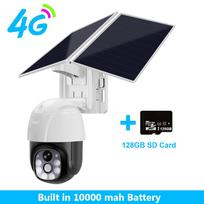 Saulės kamera Belaidis WiFi 4G Saulės baterija maitinamas lauko apsauga Apsauga Stebėjimo vaizdo kamera Išmaniųjų namų PIR kamera CCTV 【4G】1W mAh +128G Card juoda/balta