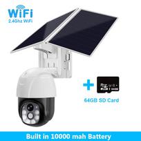 Saulės kamera Belaidis WiFi 4G Saulės baterija maitinamas lauko apsauga Apsauga Stebėjimo vaizdo kamera Išmaniųjų namų PIR kamera CCTV 【WIFI】1W mAh + 64G Card juoda/balta
