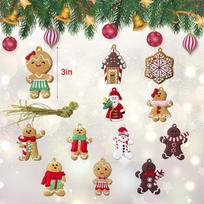 12pcs New Christmas Tree Gingerbread Doll Small Hanging Pendants Ornaments Christmas Decoration for Home Xmas Accessories