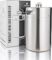 TMCRAFT 5 litrų mini Growler Keg, nešiojamoji nerūdijančio plieno alaus statinė su šešiakampiu spiraliniu dangčiu, skirta namų alaus gamybai, amatams ir alaus projektui