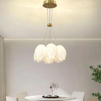 Magnolijos žiedo svetainės pagrindinis šviestuvas Naujas modernus ir paprastas miegamojo šviestuvas LED lubinis šviestuvas Diameter40cm -7headlights balta
