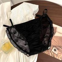 Satin Lace Underwear for Girls Pure Desire Sexy Comfortable Mulberry Silk Crotch Triangle for Women Panties M
