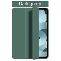 Planšetinio kompiuterio odinis dėklas, skirtas Samsung Galaxy Tab S11 S10 12.4 S7 FE S7 S8 S9FE Plus S6 S10 Lite A7 A8, atverčiamas dėklas, silikoninis minkštas smūgiams atsparus apsauginis dangtelis Galaxy Tab a9 plus tamsiai žalia spalva