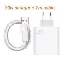 Įkroviklis 33W, skirtas Xiaomi Redmi Note 11/ 11s/11 Pro/ 11E Pro Mi 6/6 Plus POCO X4 X5 pro 5G greito turbo įkrovimo C tipo laidas EU Charger and 2m balta