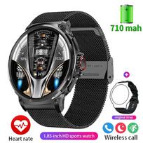 2024 m. naujas GPS takelio išmanusis laikrodis vyriškas 1,85 colio Ultra HD AMOLED ekranas 710 Mah Baterija Bluetooth skambučių išmanieji laikrodžiai Silicone + mesh steel juoda