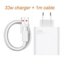 Įkroviklis 33W, skirtas Xiaomi Redmi Note 11/ 11s/11 Pro/ 11E Pro Mi 6/6 Plus POCO X4 X5 pro 5G greito turbo įkrovimo C tipo laidas EU Charger and 1m balta
