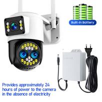 AIOOK YOOSEE APP apsaugos kamera Wifi PTZ belaidė lauko CCTV kamera HD 24MP 8K 10X ZOOM Automatinis dvipusių skambučių sekimas spalvotas naktinis matymas Camera+batterie+128GB