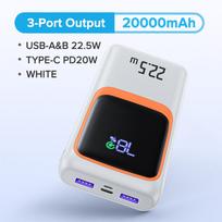 QOOVI 22.5W Power Bank 10000mah/20000mAh išorinis didelės talpos PD greito įkrovimo nešiojamas įkroviklis Powerbank, skirtas Samsung iPhone Xiaomi 20000mah balta