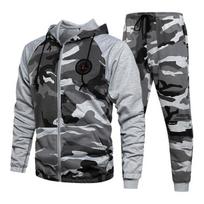 2 dalių rinkiniai Sportinis kostiumas Vyriškas megztinis su gobtuvu + kelnės Megztinis Hoodie Sportinis kostiumas Vyriškas kamufliažinis bėgikas Žiemos komplektai Drabužiai S