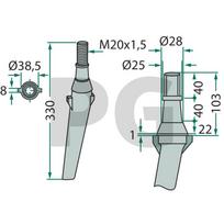Rotacinių akėčių noragas Kairinis, Padengtas  340 mm