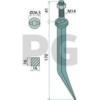 16 X 180 Akėčių noragas 1/2" Natural hard, Tiesus