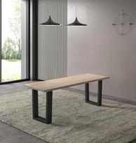 "Hallowood Furniture Dudley" medinis valgomojo suolas 120 cm pramoninio stiliaus juodos spalvos metalinės U formos kojos Modernūs virtuvės suolai valgomajam, namams, restoranams ir kavinėms